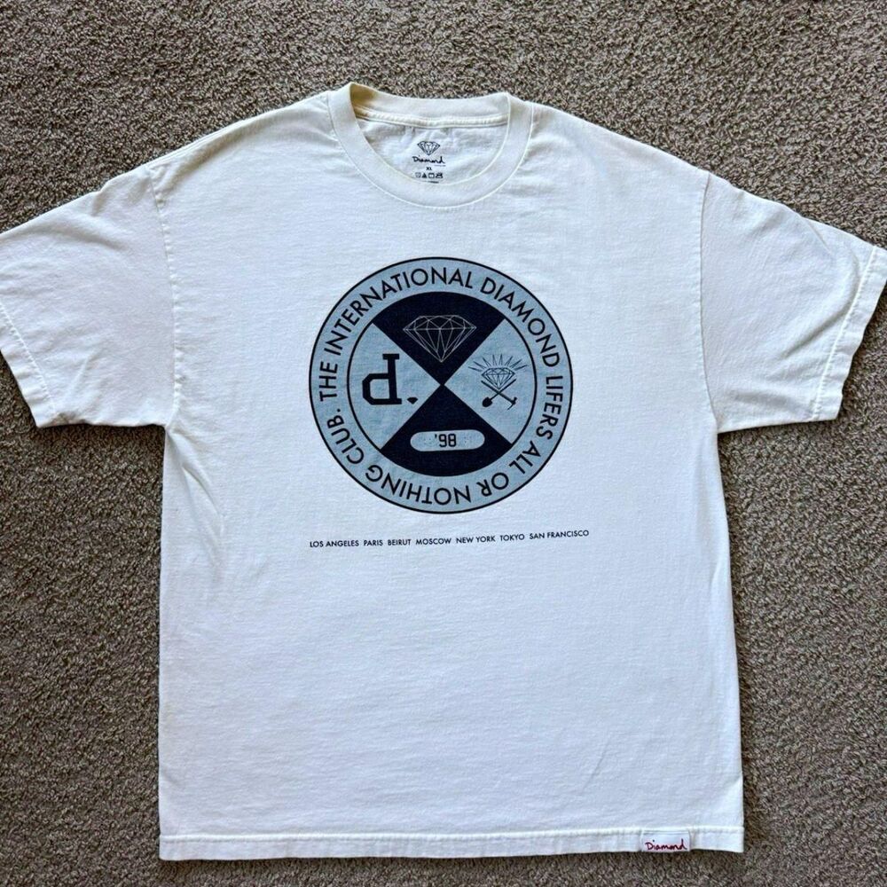 Diamond-supply-co Men's White and Cream T-shirt